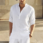 Ancona Linen Stand Collar Shirt