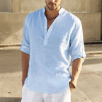 Ancona Linen Stand Collar Shirt