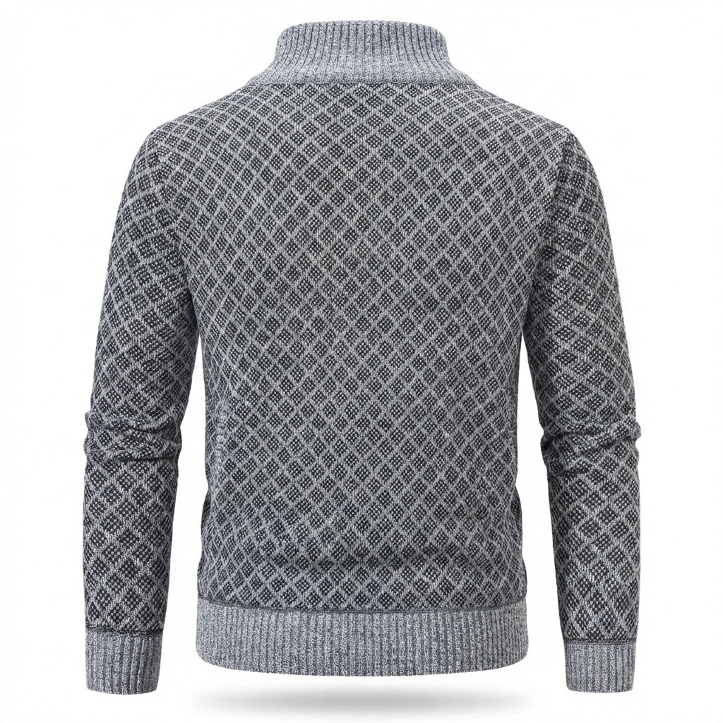 Benevento Diamond Knit Zip Cardigan