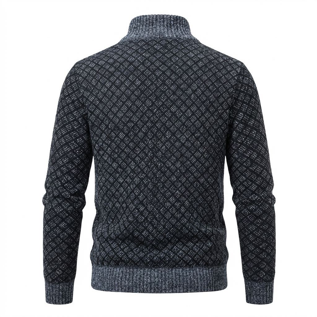 Benevento Diamond Knit Zip Cardigan