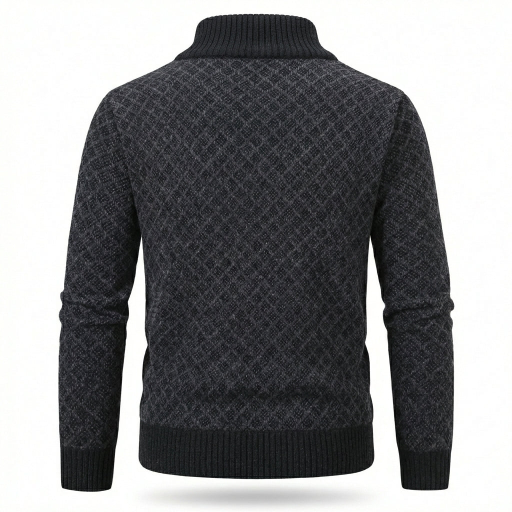 Benevento Diamond Knit Zip Cardigan