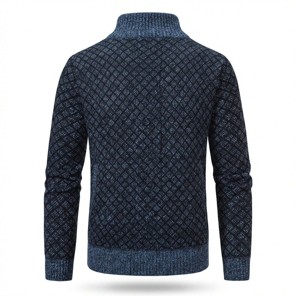 Benevento Diamond Knit Zip Cardigan
