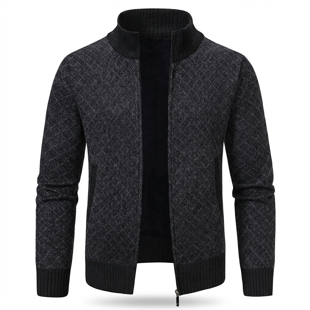 Benevento Diamond Knit Zip Cardigan