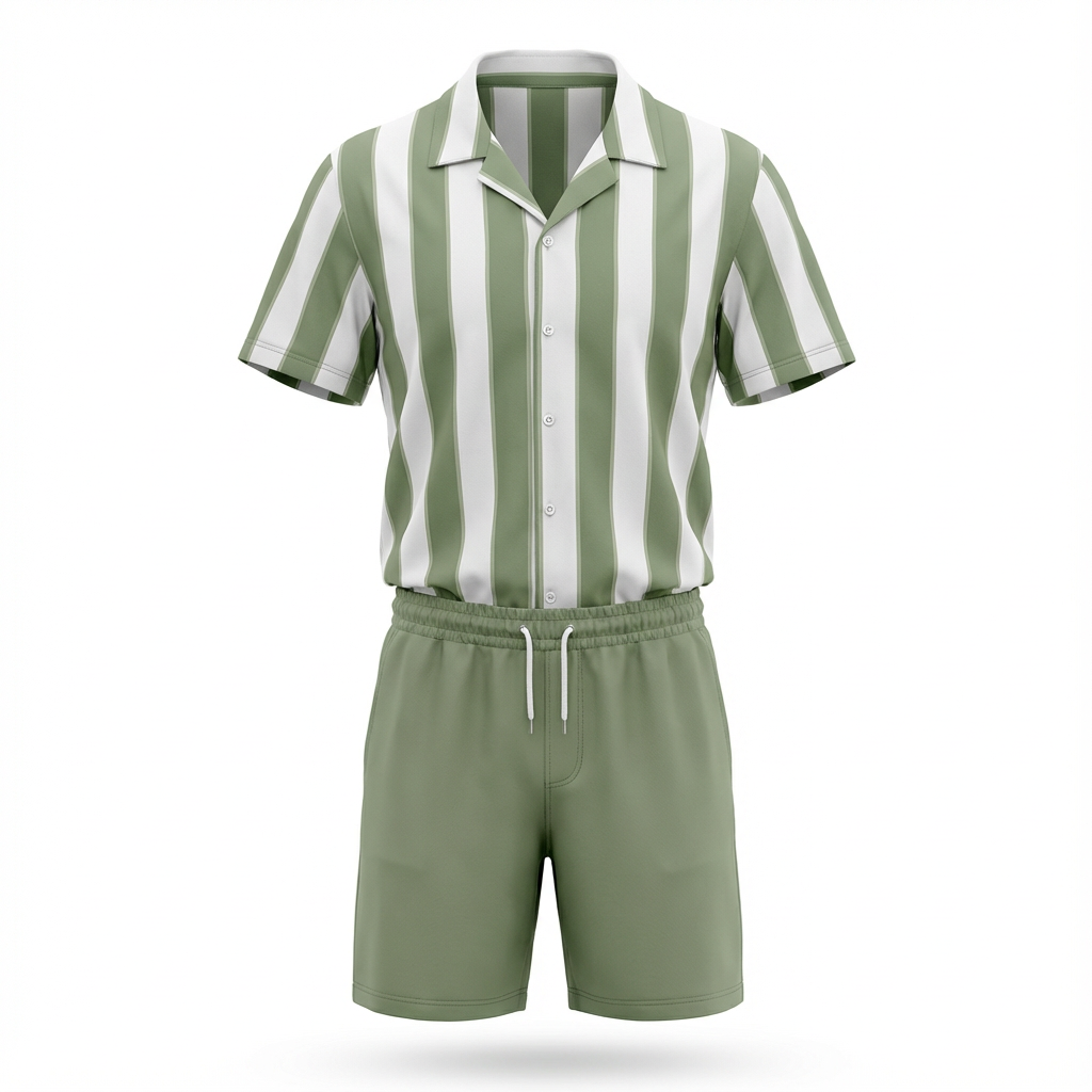 Elcino Striped Shirt and Shorts Set