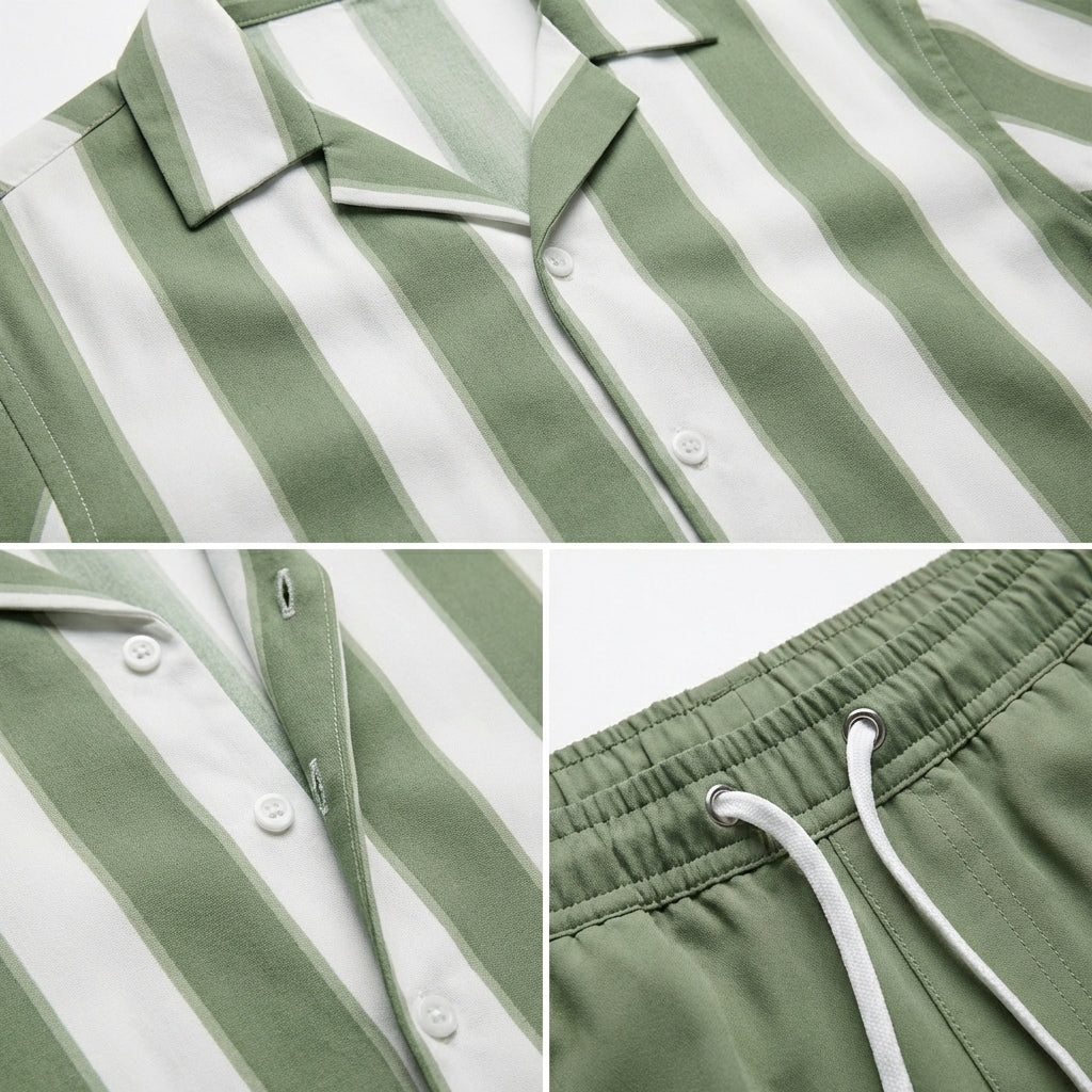 Elcino Striped Shirt and Shorts Set