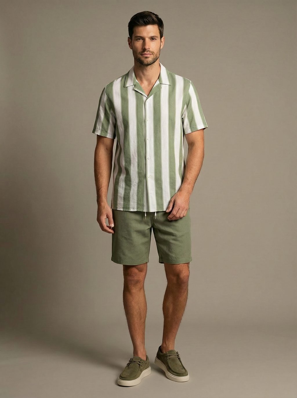 Elcino Striped Shirt and Shorts Set