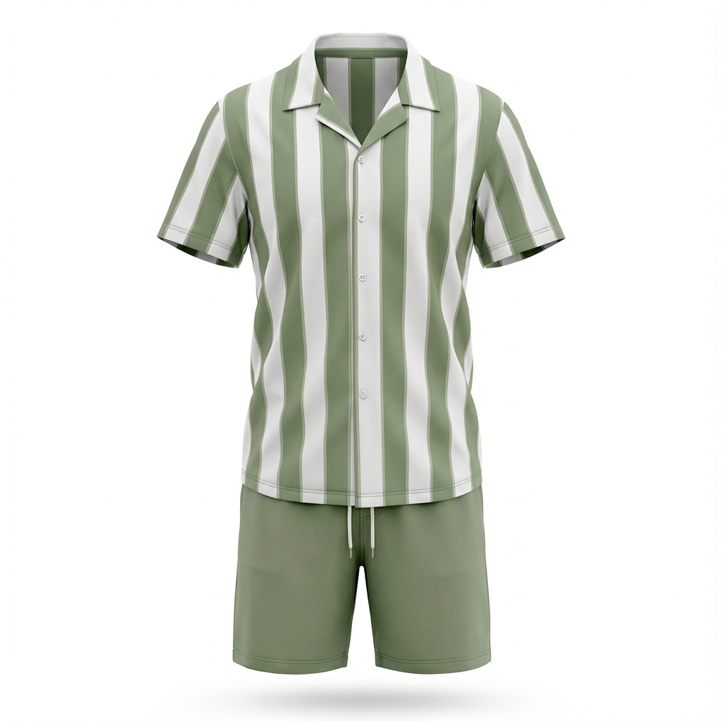 Elcino Striped Shirt and Shorts Set