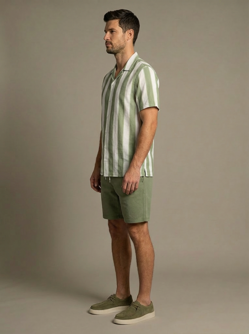 Elcino Striped Shirt and Shorts Set