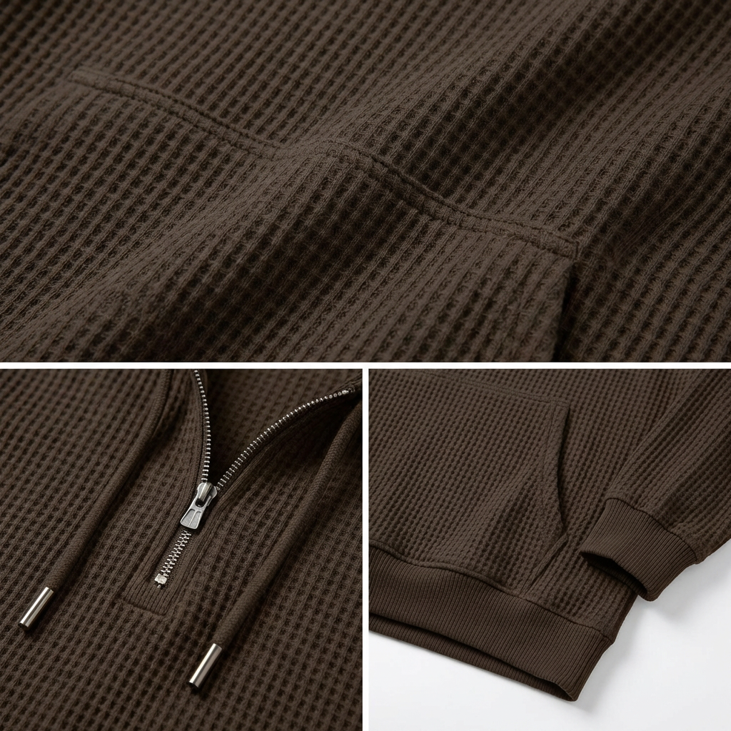 Fano Waffle Knit Half-Zip Hoodie