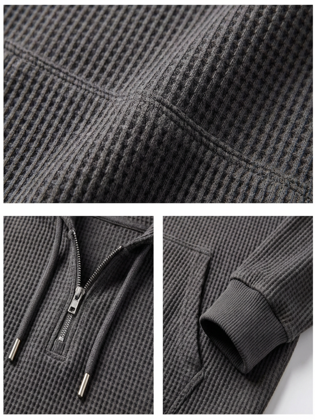 Fano Waffle Knit Half-Zip Hoodie