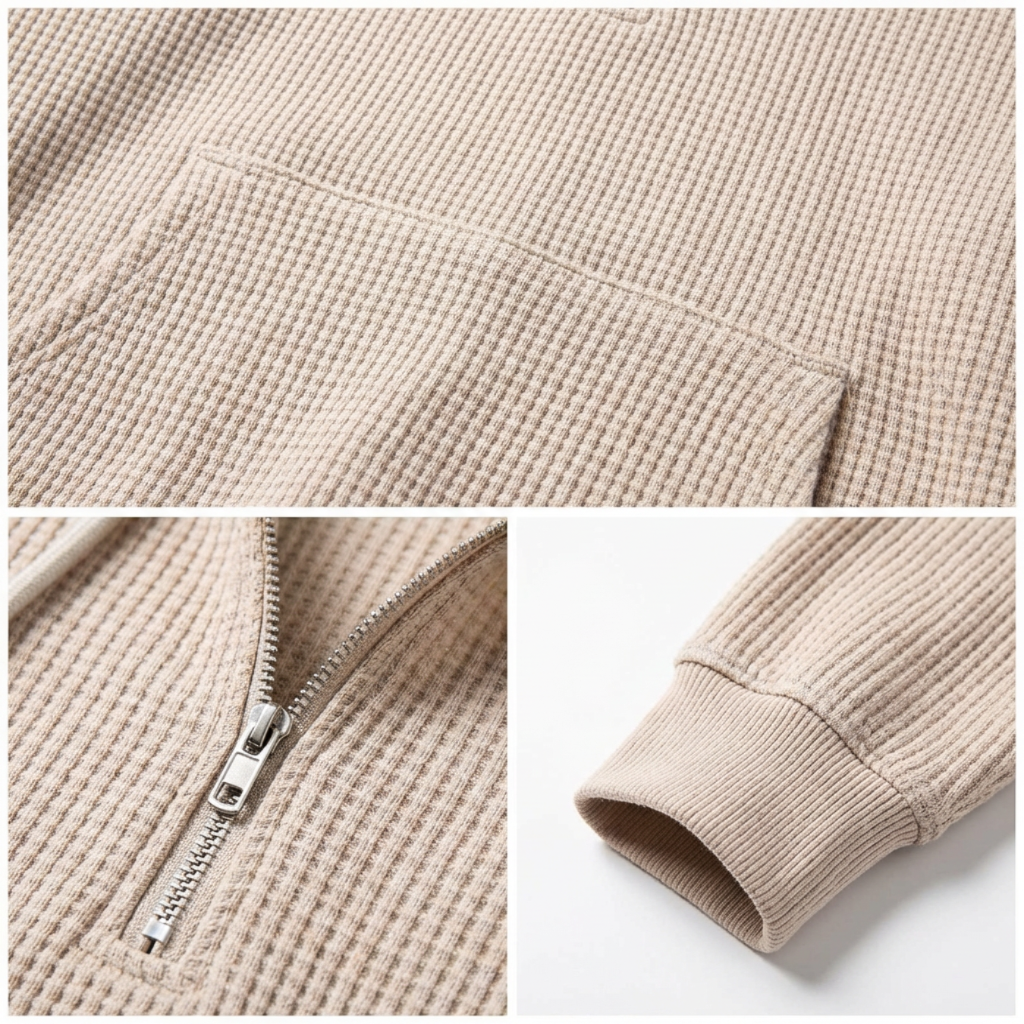 Fano Waffle Knit Half-Zip Hoodie