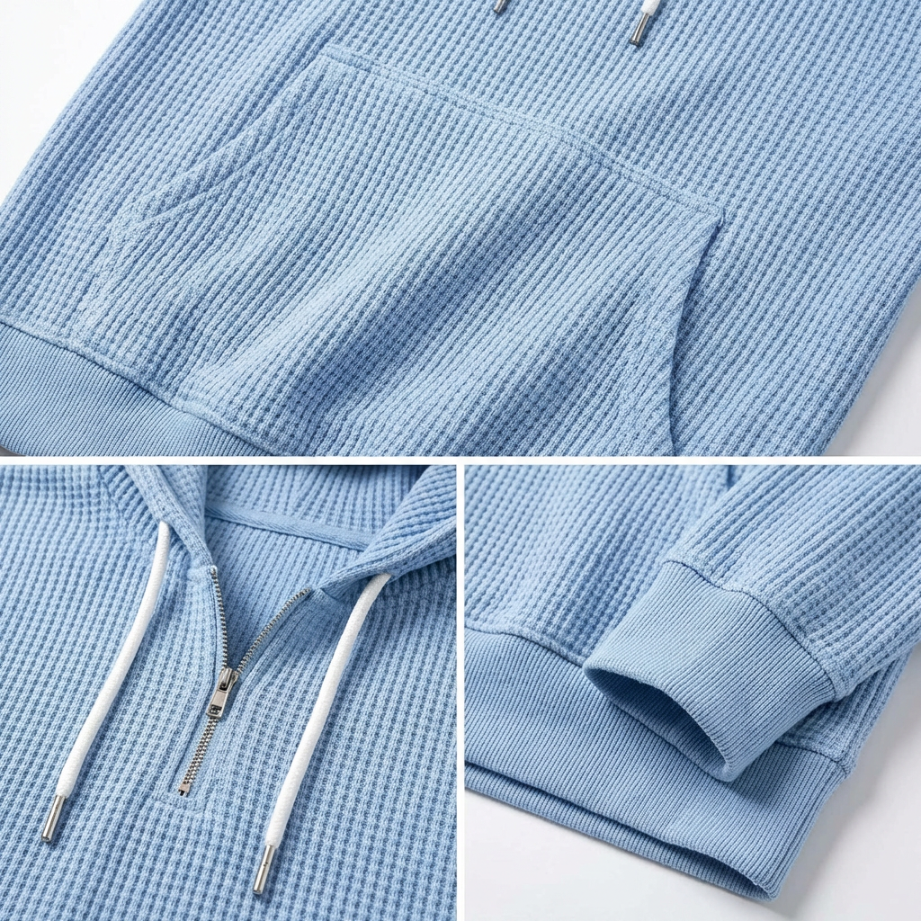 Fano Waffle Knit Half-Zip Hoodie