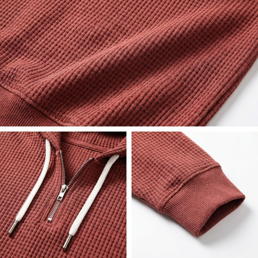 Fano Waffle Knit Half-Zip Hoodie