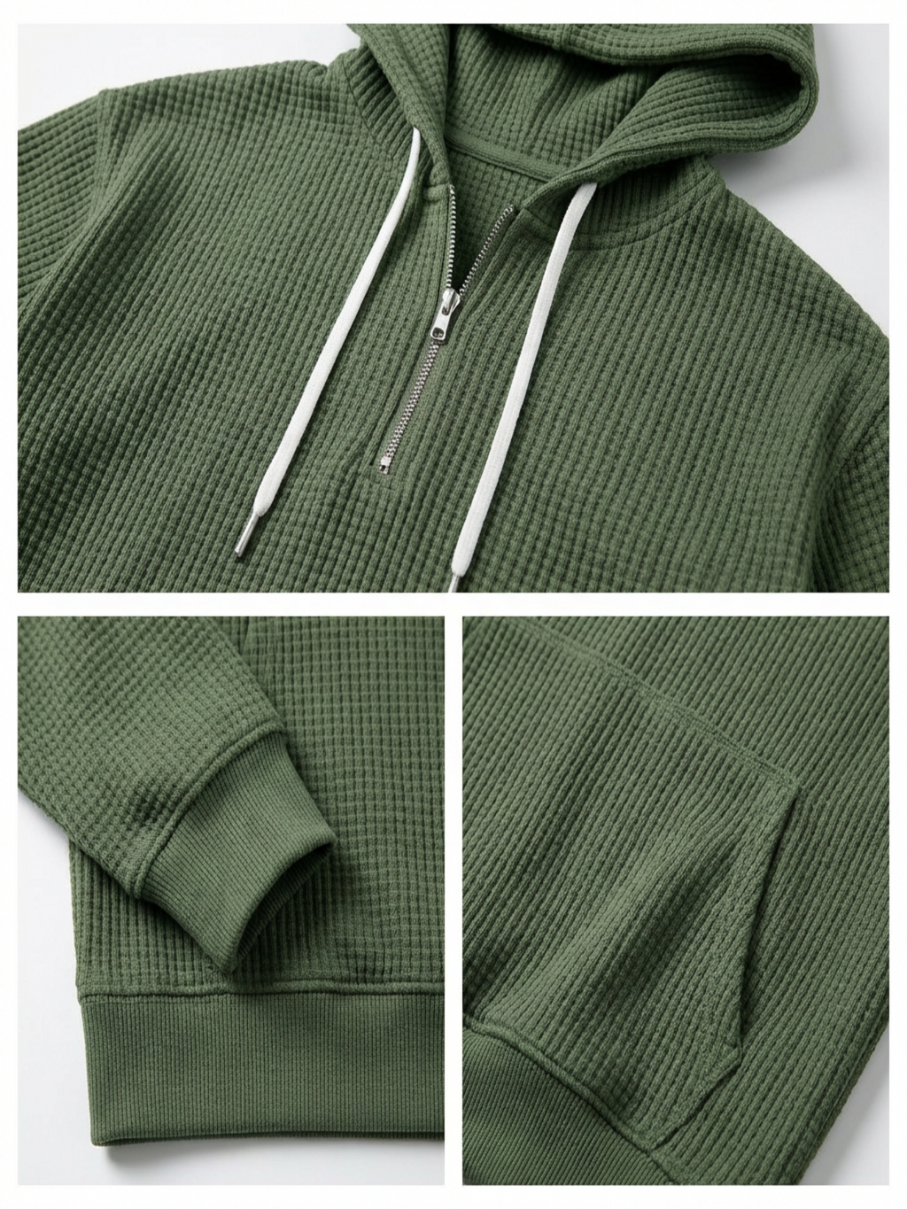 Fano Waffle Knit Half-Zip Hoodie
