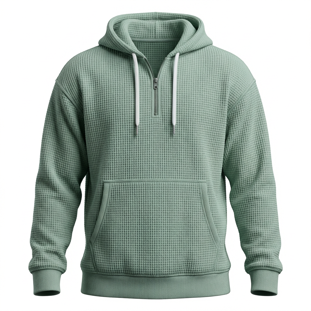 Fano Waffle Knit Half-Zip Hoodie