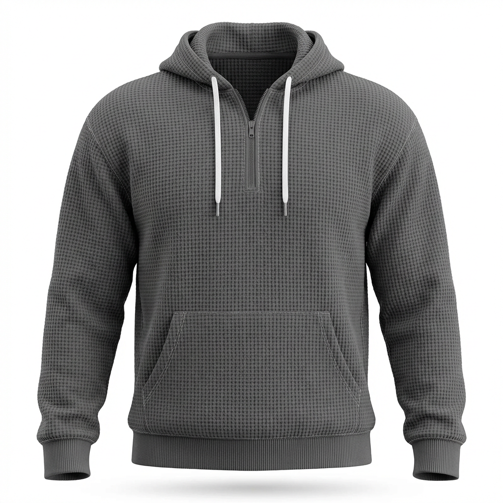 Fano Waffle Knit Half-Zip Hoodie