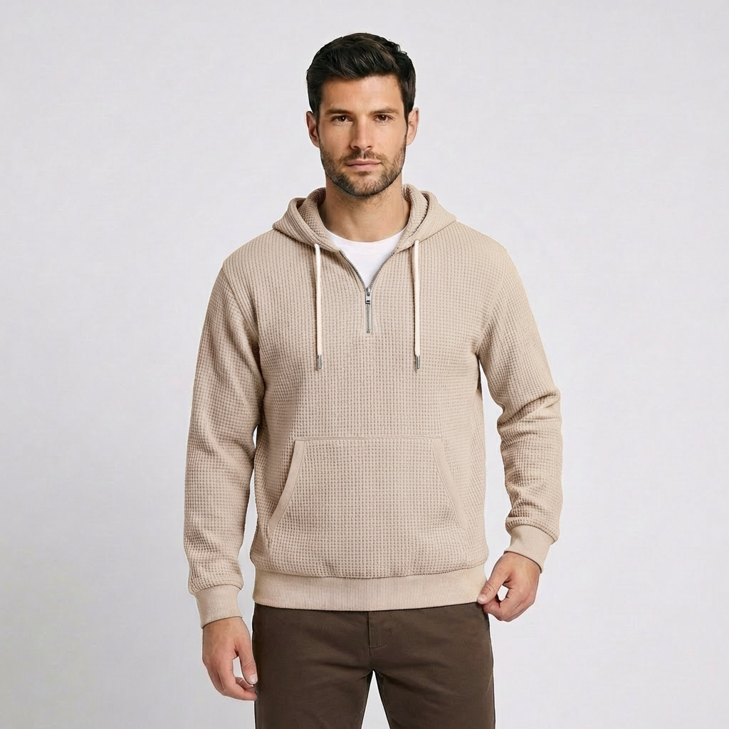 Fano Waffle Knit Half-Zip Hoodie
