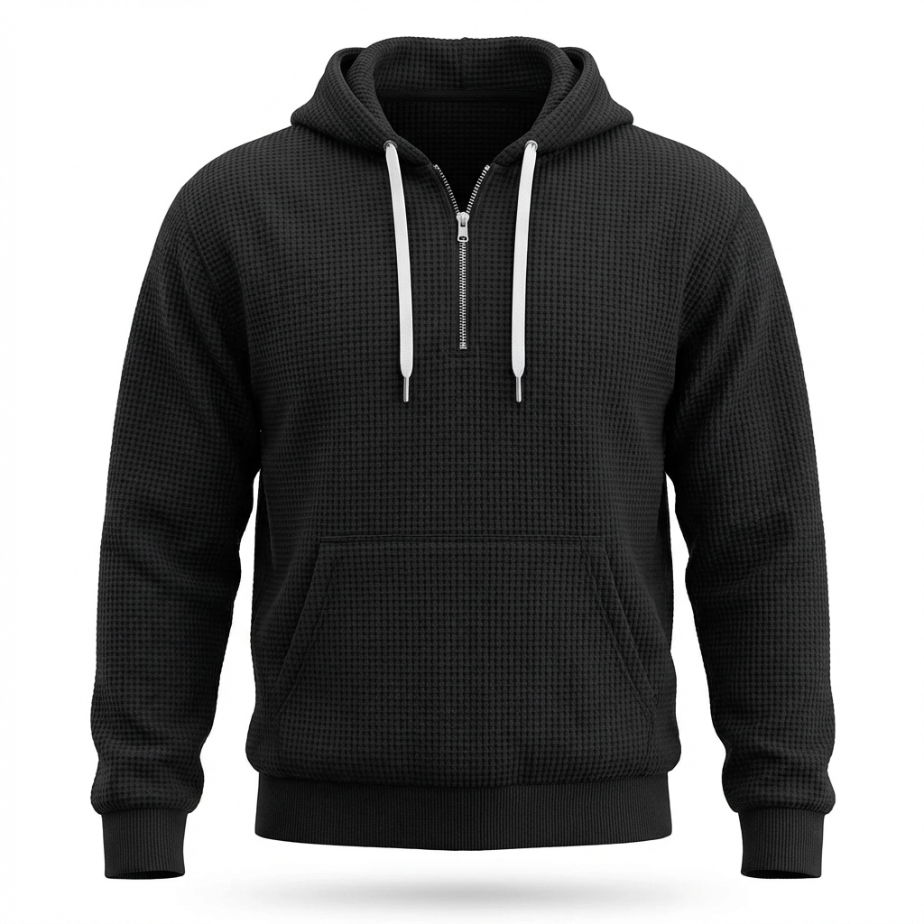 Fano Waffle Knit Half-Zip Hoodie