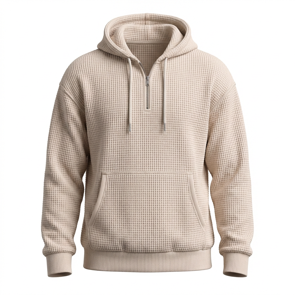 Fano Waffle Knit Half-Zip Hoodie