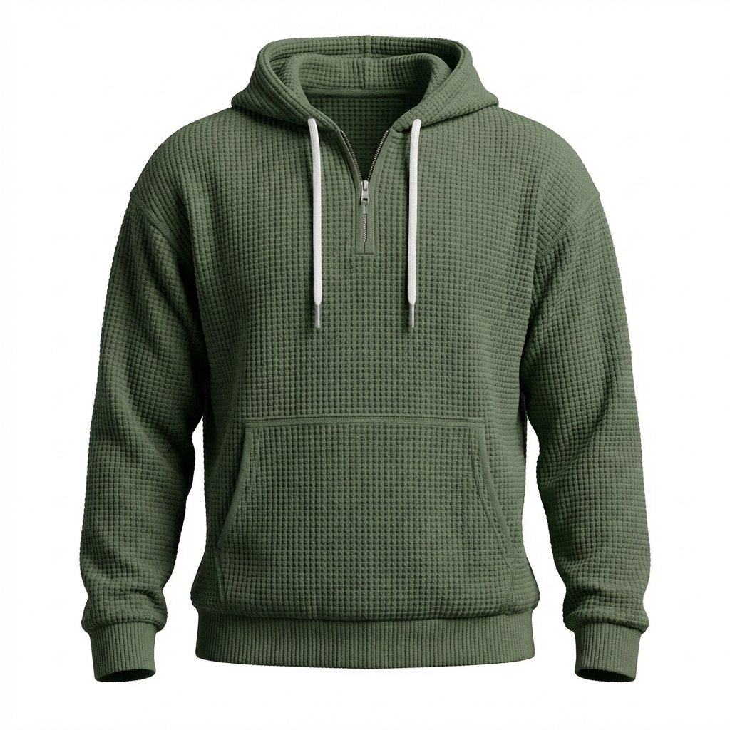 Fano Waffle Knit Half-Zip Hoodie
