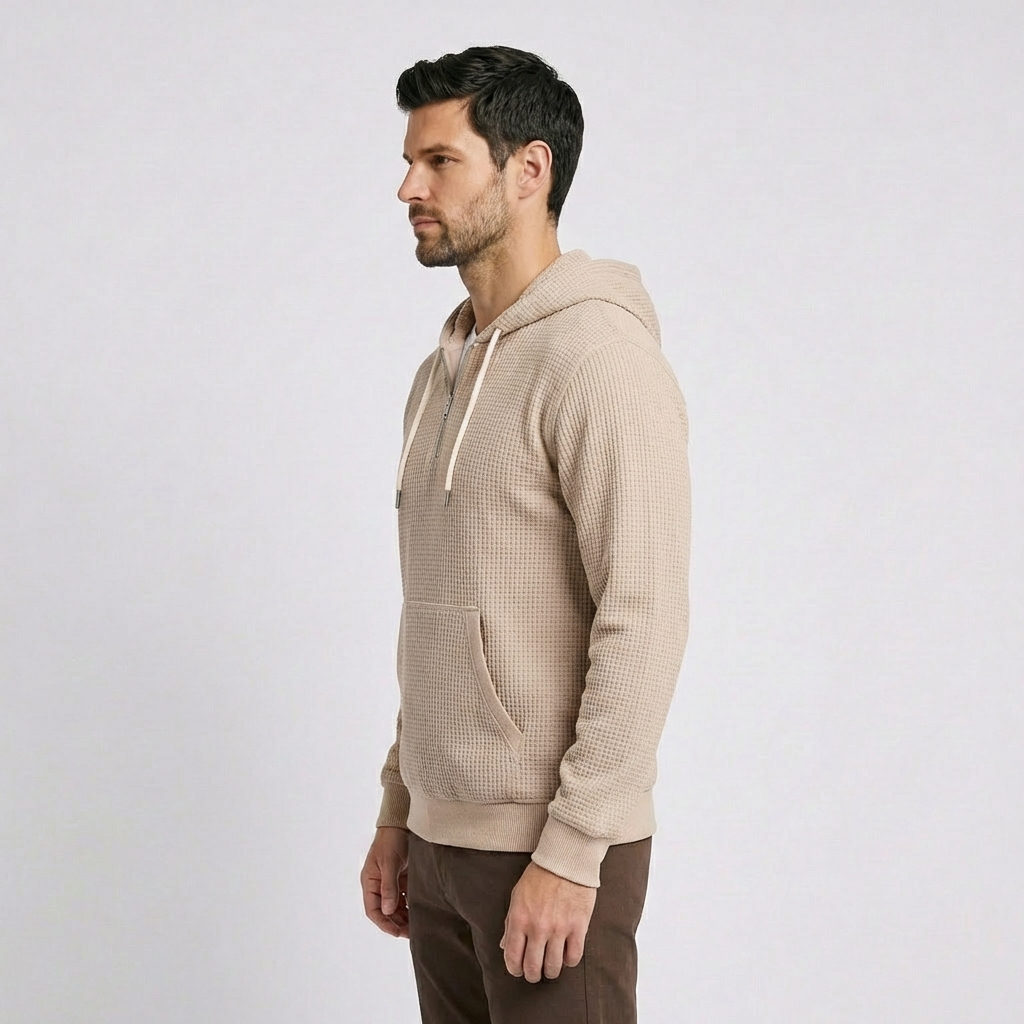 Fano Waffle Knit Half-Zip Hoodie