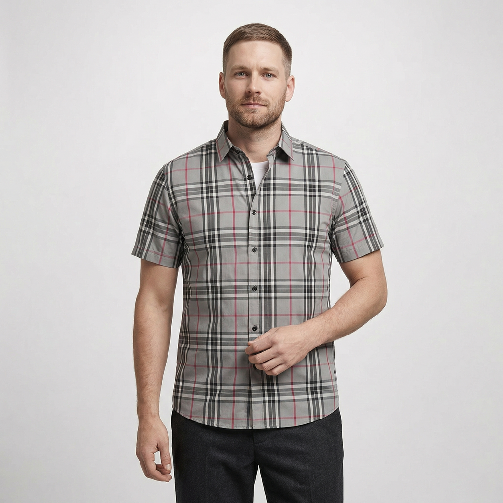 Giovanni Check Button Shirt