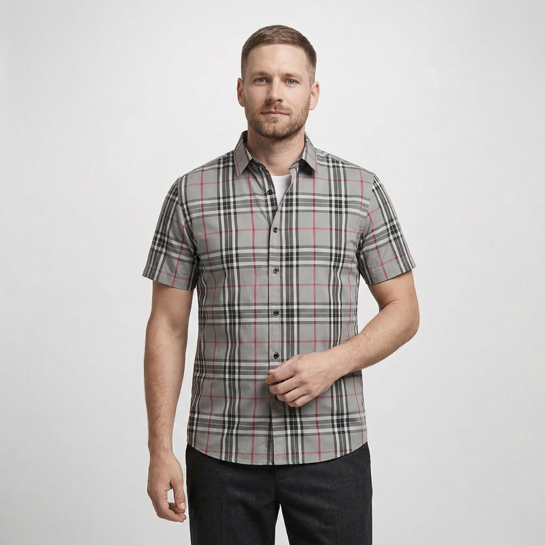 Giovanni Check Button Shirt