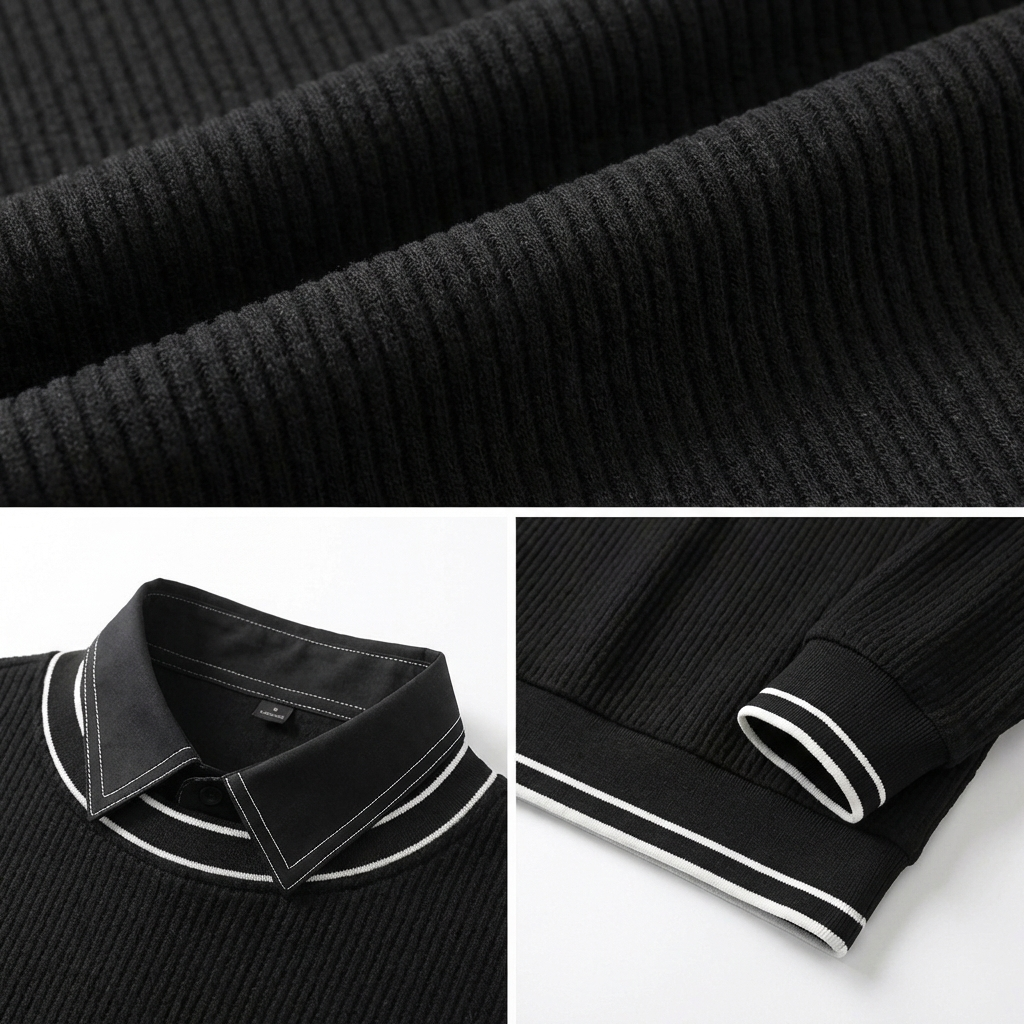 Le Marche Collared Neck Ribbed Sweater