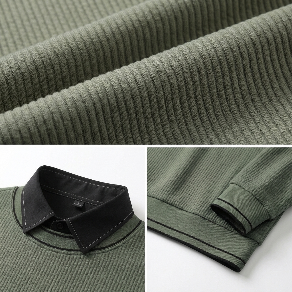 Le Marche Collared Neck Ribbed Sweater