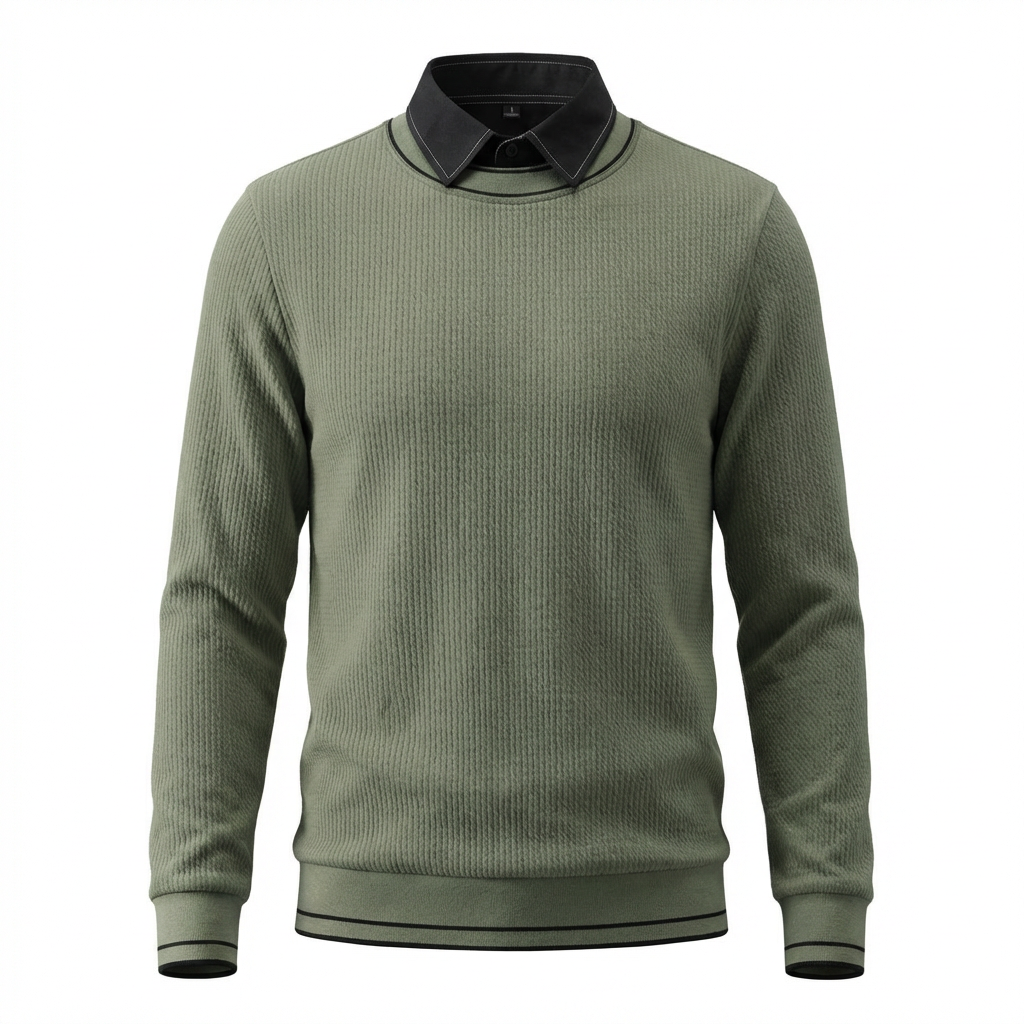 Le Marche Collared Neck Ribbed Sweater