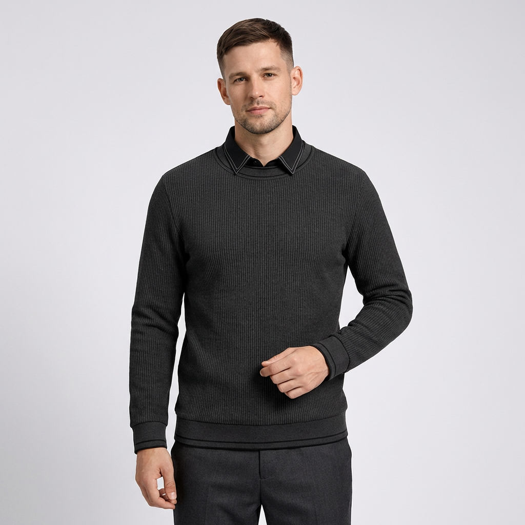 Le Marche Collared Neck Ribbed Sweater