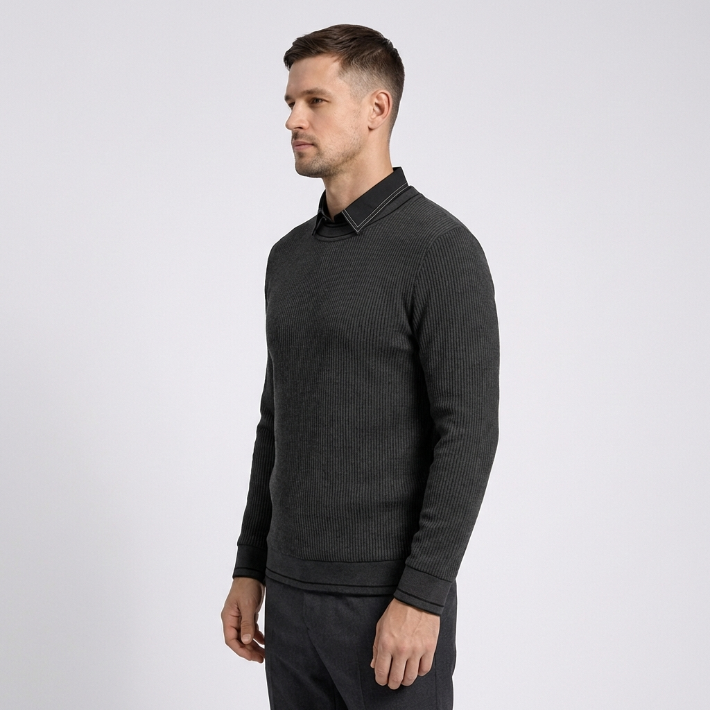 Le Marche Collared Neck Ribbed Sweater