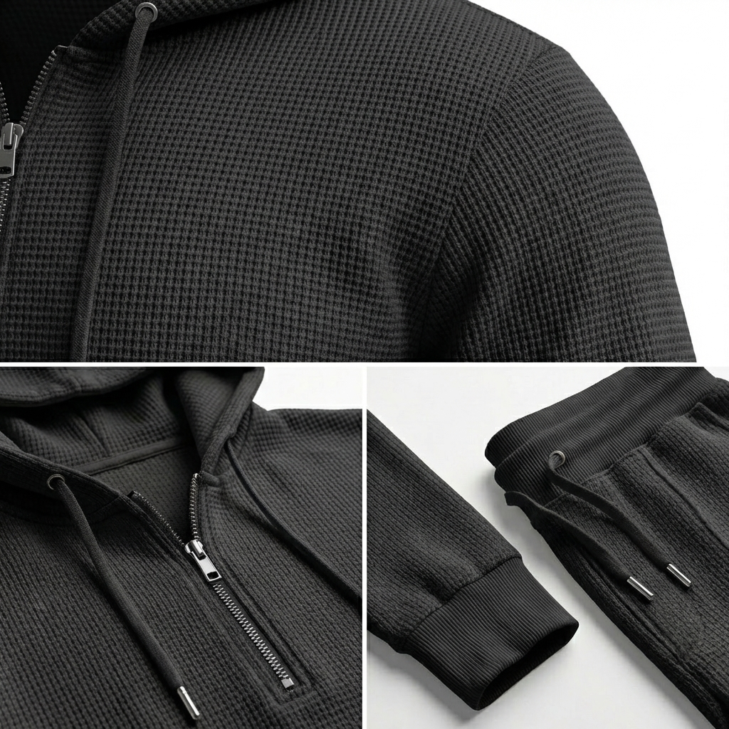 Norvelo Waffle-Knit Hoodie and Pants Set