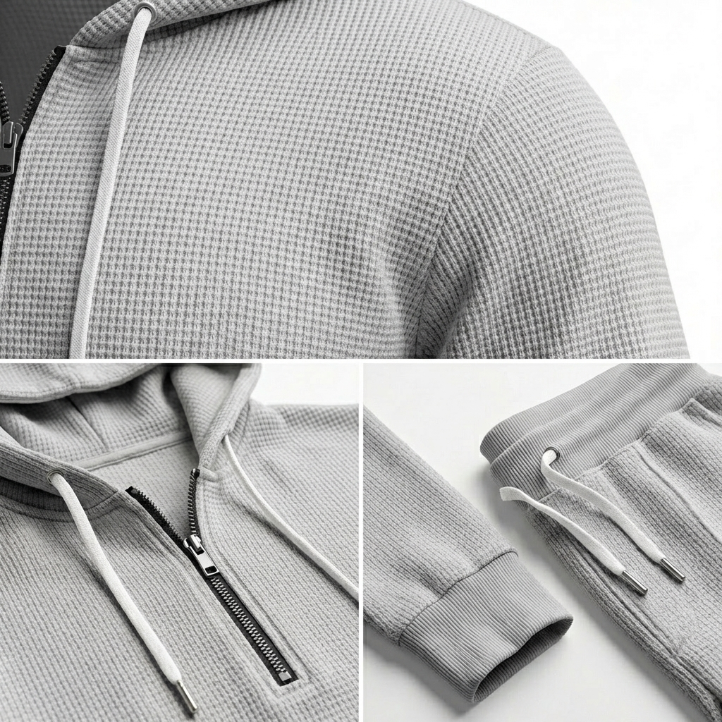 Norvelo Waffle-Knit Hoodie and Pants Set