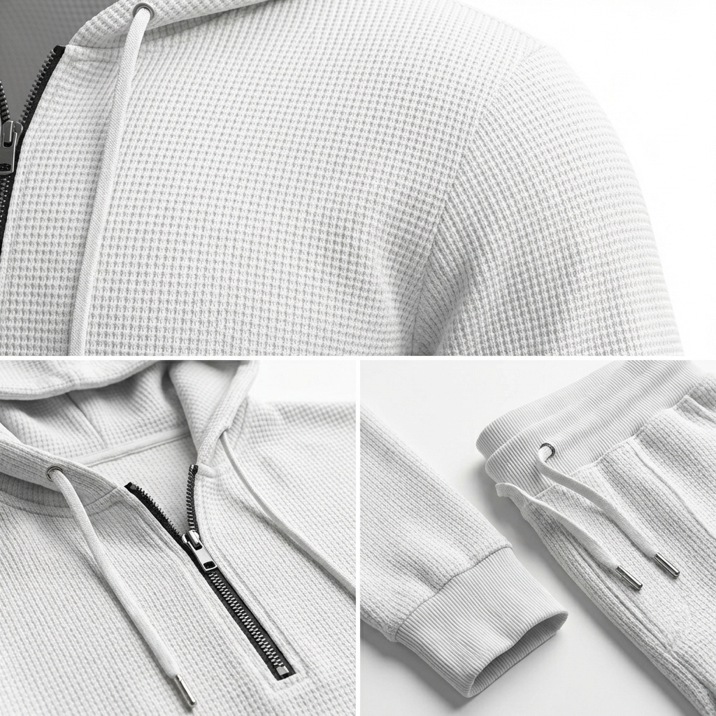 Norvelo Waffle-Knit Hoodie and Pants Set