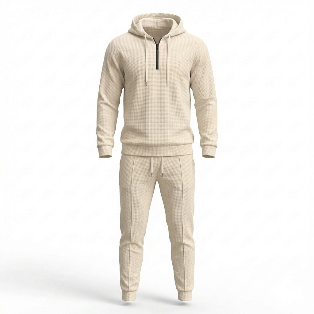 Norvelo Waffle-Knit Hoodie and Pants Set