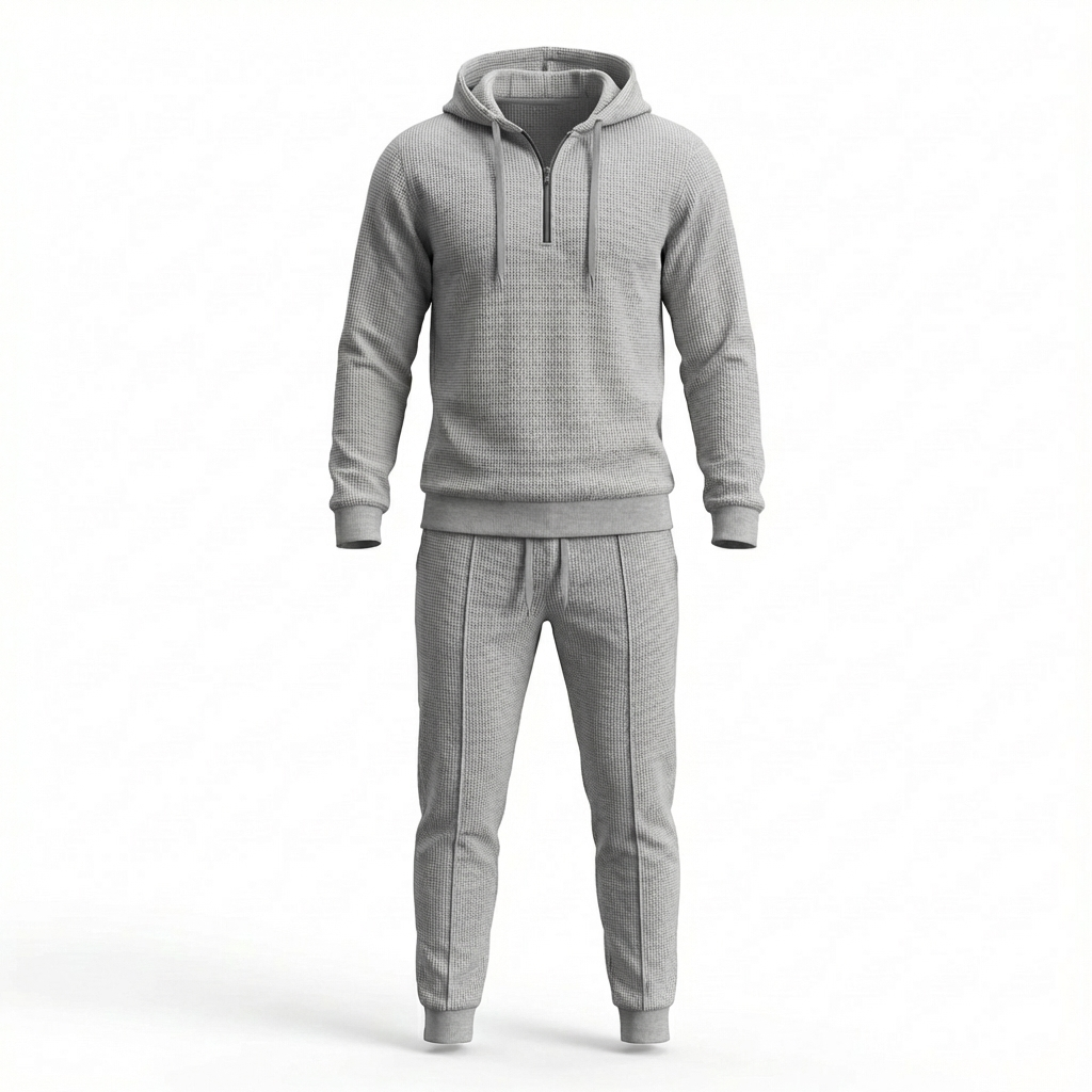Norvelo Waffle-Knit Hoodie and Pants Set