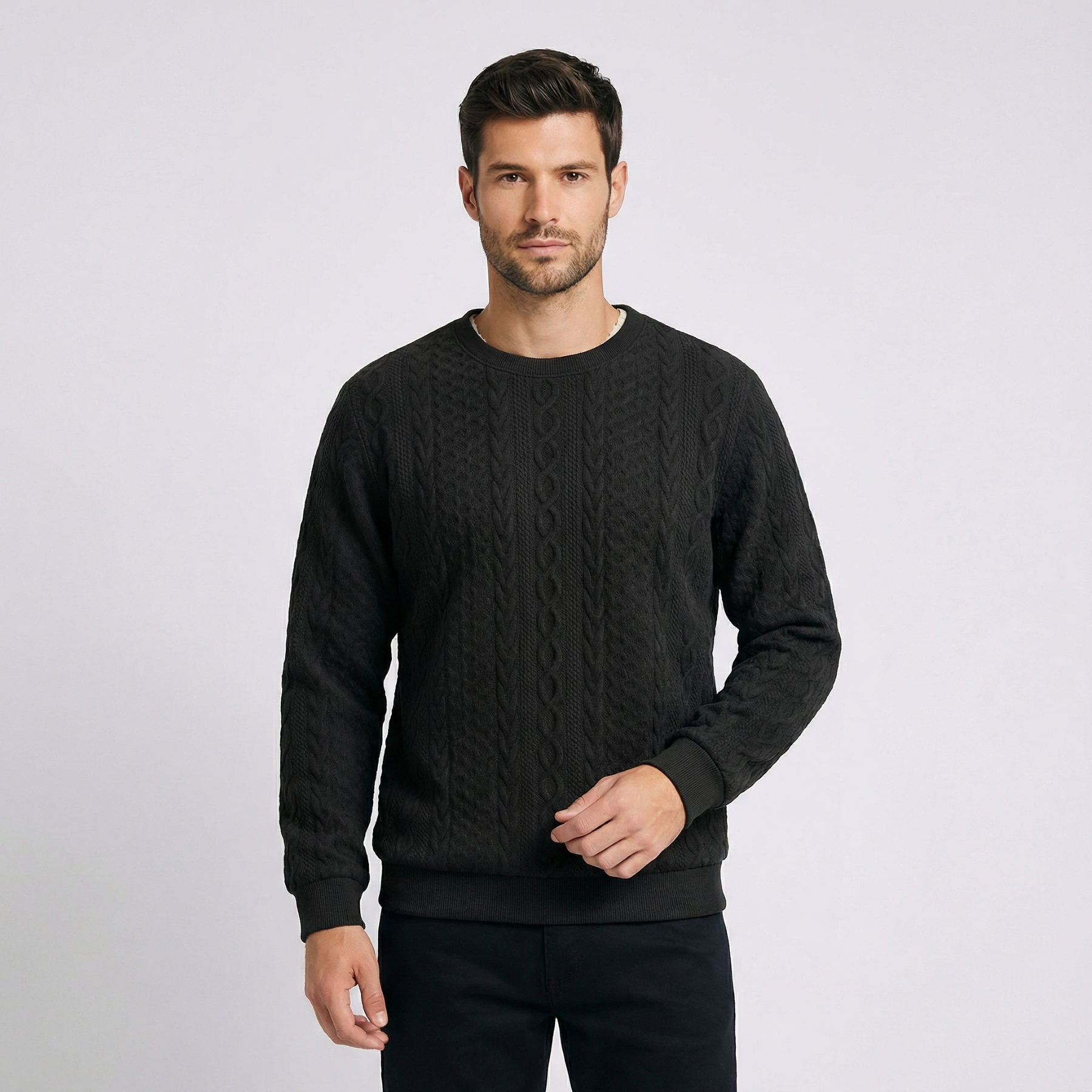Quintaro Textured Crew Neck Sweater
