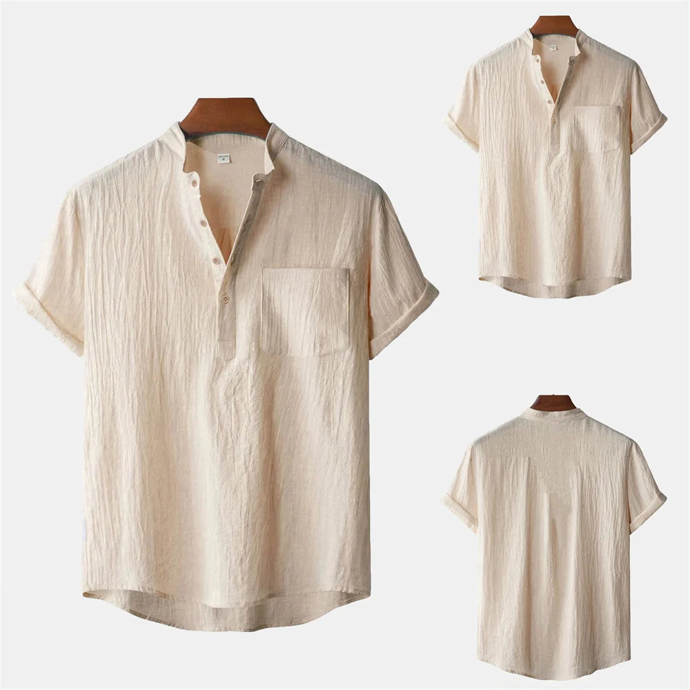 Salvoro Linen Henley Tee