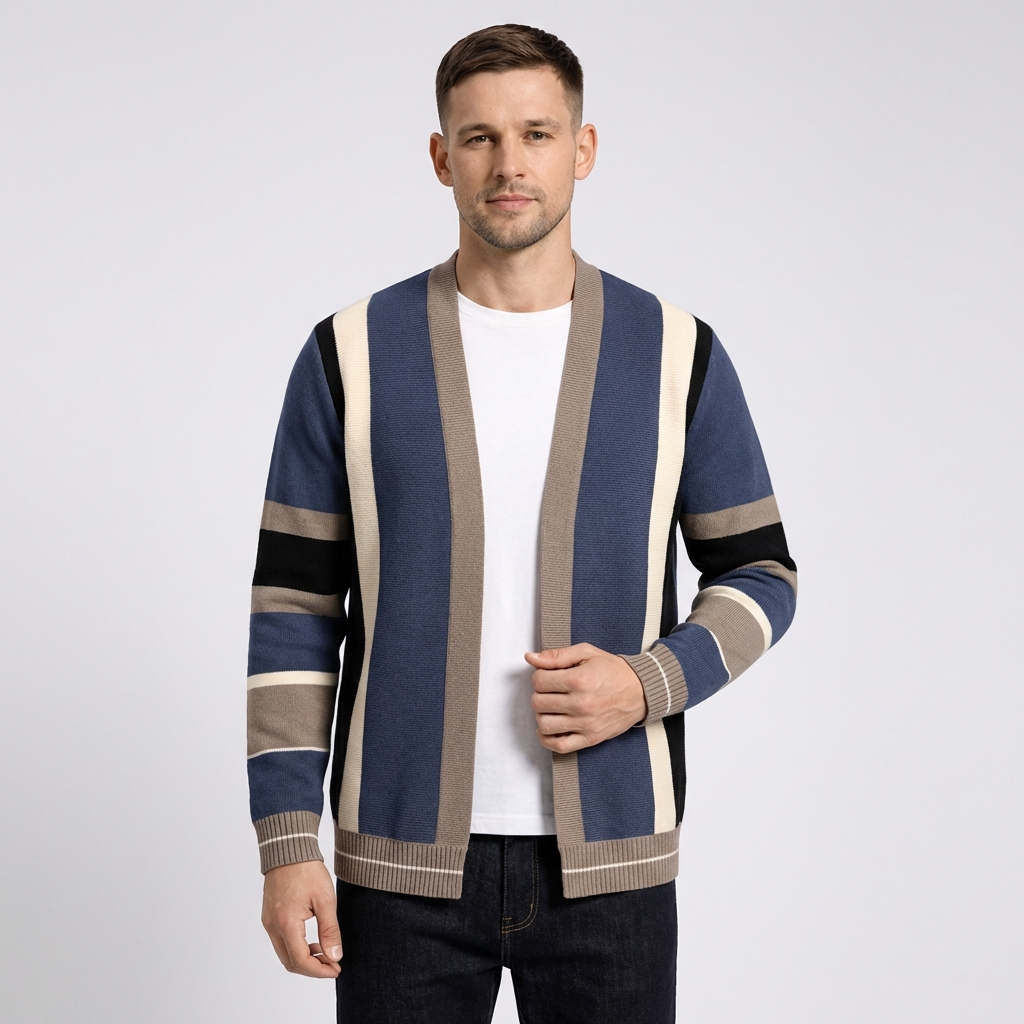 Vercelli Striped Easy Wear Knit Cardigan