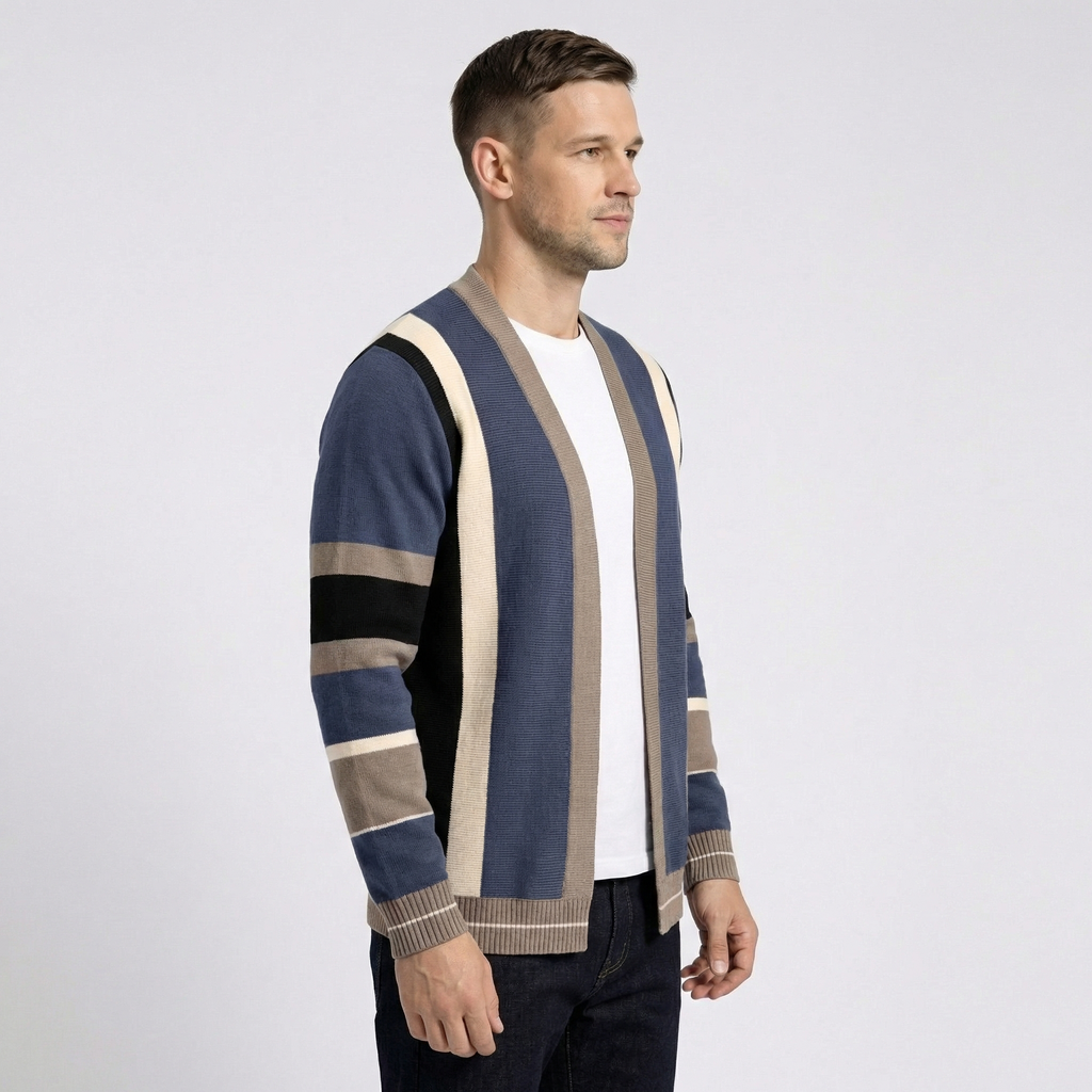 Vercelli Striped Easy Wear Knit Cardigan