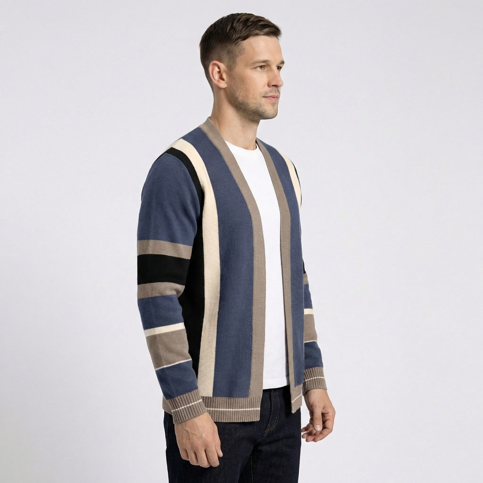 Vercelli Striped Easy Wear Knit Cardigan
