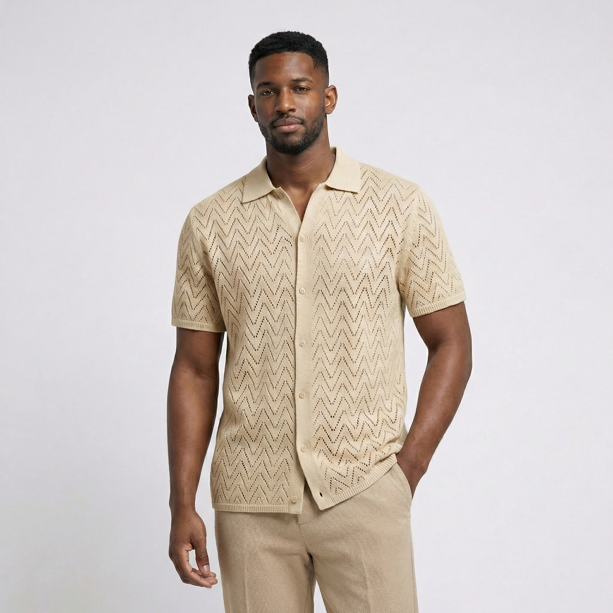 Vigevano Lace-Weave Button Shirt