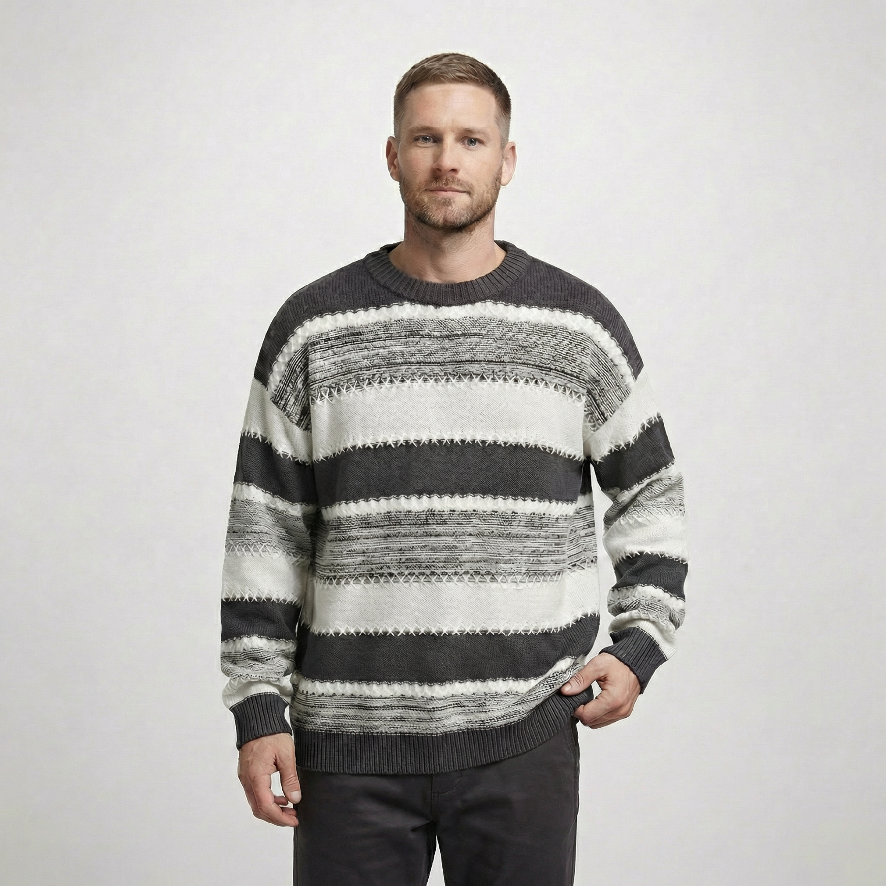 Zaviero Soft Stripe Knit